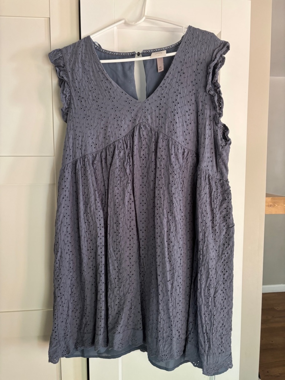 Knox Rose Eyelet V-Neck Dress— Slate Blue
